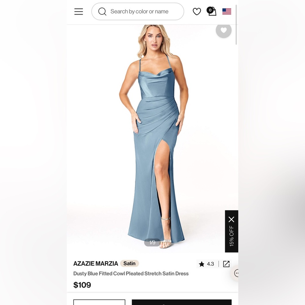 Azazie Marzia Stretch Satin Dress size 6